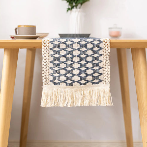 Chemin de table aspect lin motif carreaux decoratif - vue 6 sur 5