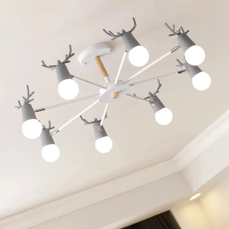 lustre en bois nordique led macaron pour chambre d'enfant - vue 6 sur 12