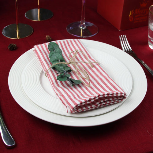 Serviette de table lin coton style européen rayé