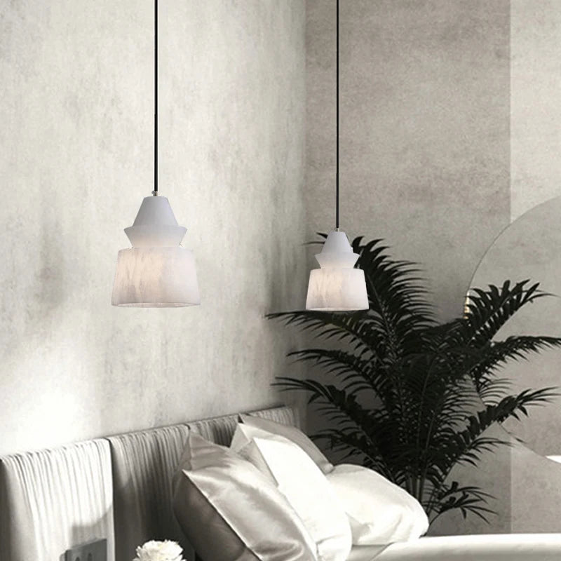 suspension moderne en marbre naturel et cuivre design élégant - vue 3 sur 8