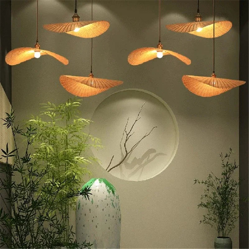 lampes led suspendues modernes faites à la main en bambou