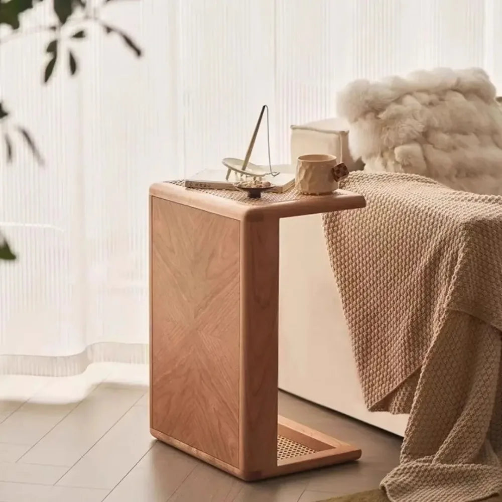 table basse en rotin massif style japonais rétro pour loisirs - vue 6 sur 10