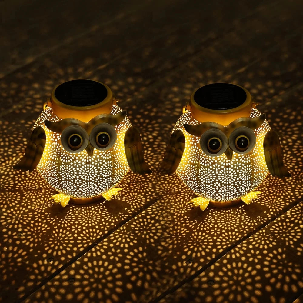 lanternes solaires hibou décoratives pour jardin extérieur - vue 6 sur 7