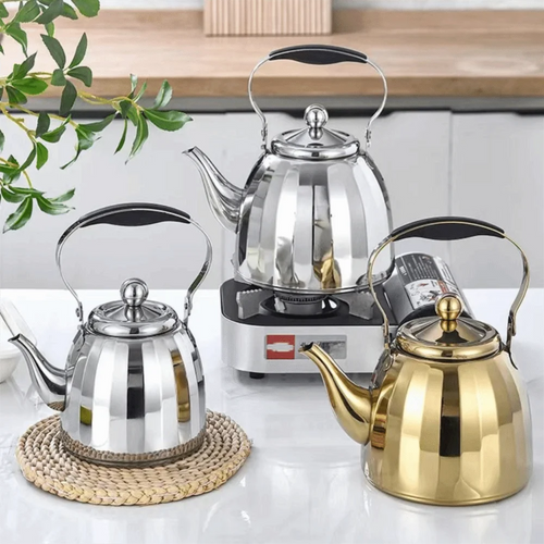 Bouilloire inox motif floral avec infuseur amovible