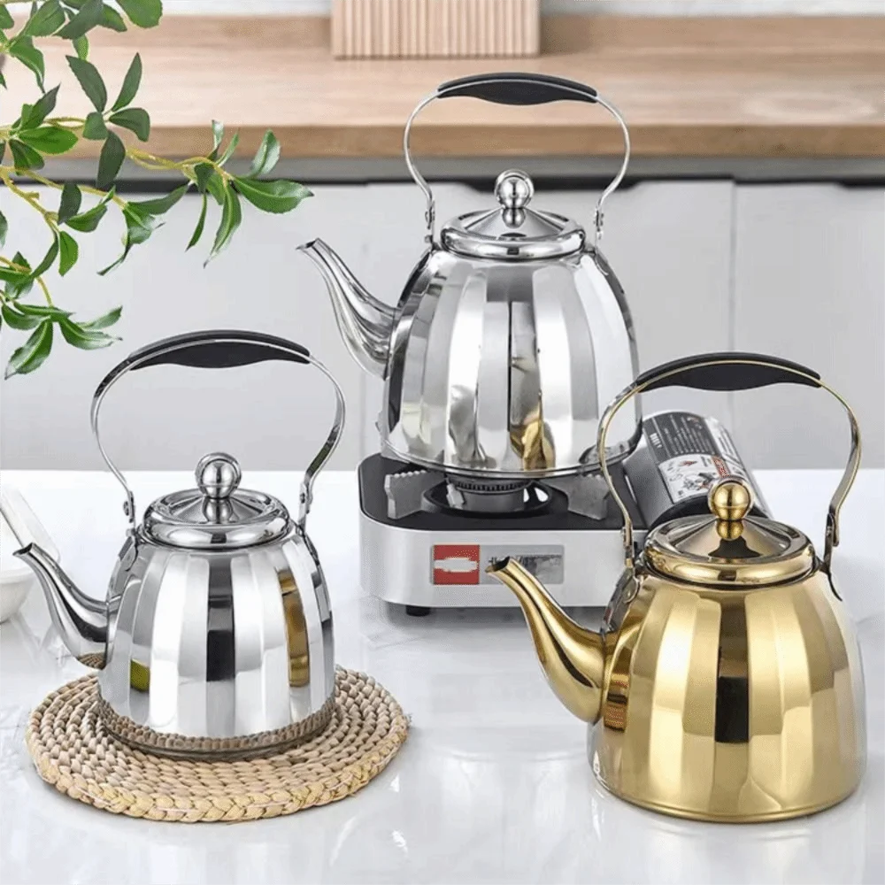 Bouilloire inox motif fleur infuseur amovible poignée isolante