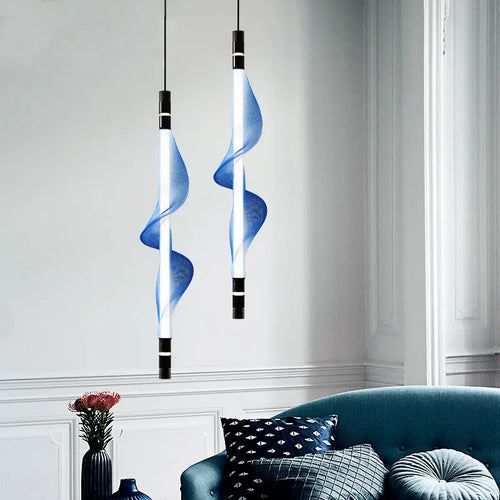 Lustre LED design italien créatif longue bande luminaire - vue 3 sur 18