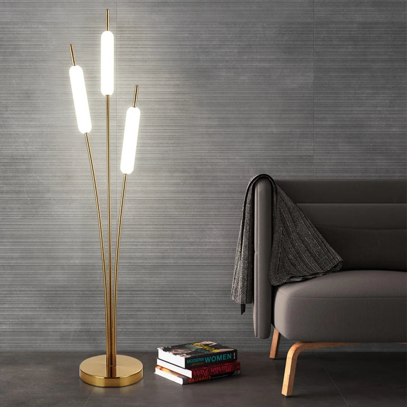 Lampe sur pied nordique à 3 têtes en forme d'oreille de blé - vue 3 sur 8