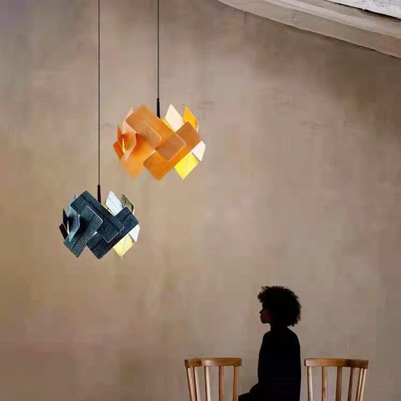 lampes suspendues créatives en bois avec cordon réglable - vue 3 sur 10