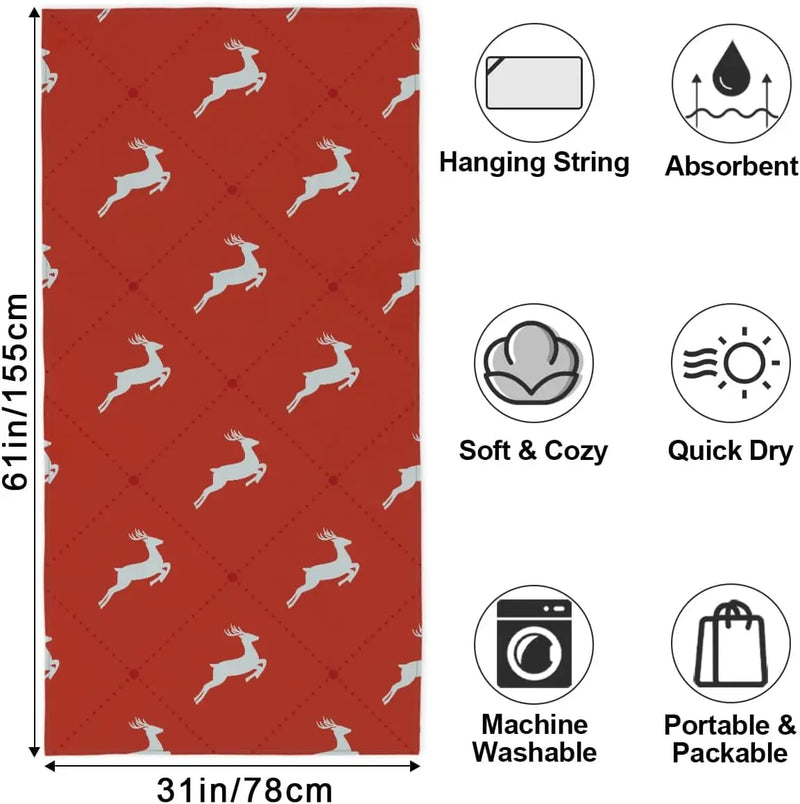 serviette de plage microfibre motif cerf seche rapide