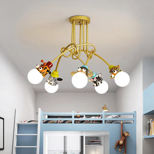 lustre animaux bande dessinée singe zèbre tigre girafe enfants - vue 3 sur 8