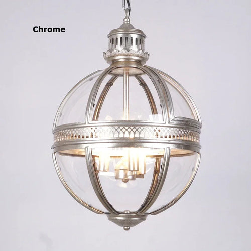 lustre sphérique rétro en fer et verre brillant - vue 10 sur 11