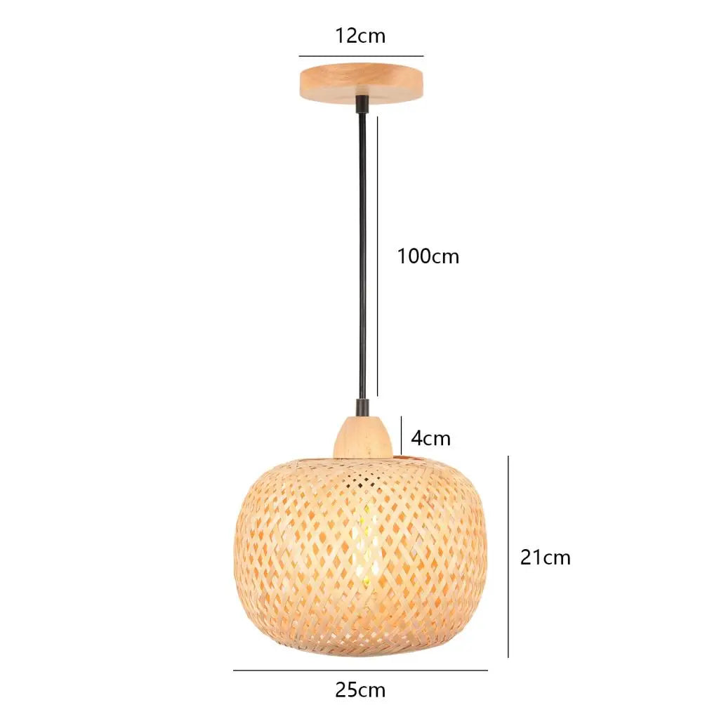 lustre tissé à la main en bambou avec led intégrée - vue 13 sur 16