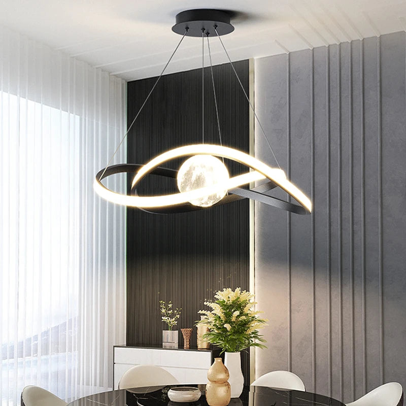 suspension led moderne style art noir pour intérieur - vue 4 sur 12