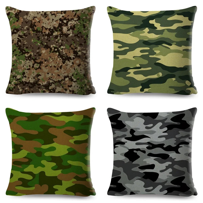 housses de coussin camouflage géométriques pour décoration intérieure