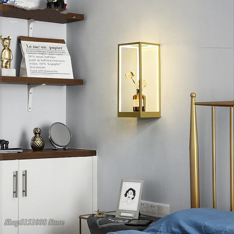 applique murale moderne minimaliste cube créative intérieur déco lumineuse - vue 4 sur 8