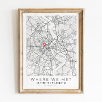 carte de ville personnalisée pour un cadeau romantique