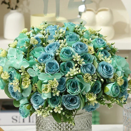 bouquet d'hortensias artificiels en soie pour décoration élégante - vue 2 sur 12