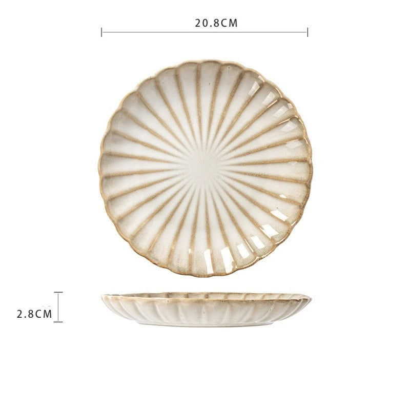 Assiette ceramique ronde style retro pour legumes - vue 7 sur 8