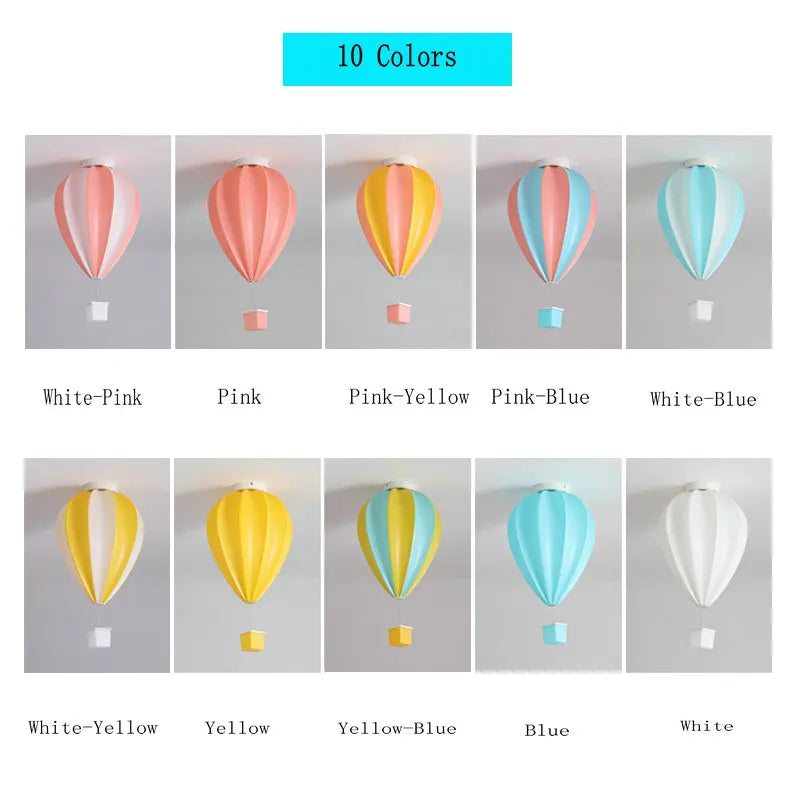 Kids Children's Ceiling Chandelier Light Air Ballon Design Remote Control LED Pendant Chandelier Lamps White Pink Yellow Blue - vue 5 sur 16