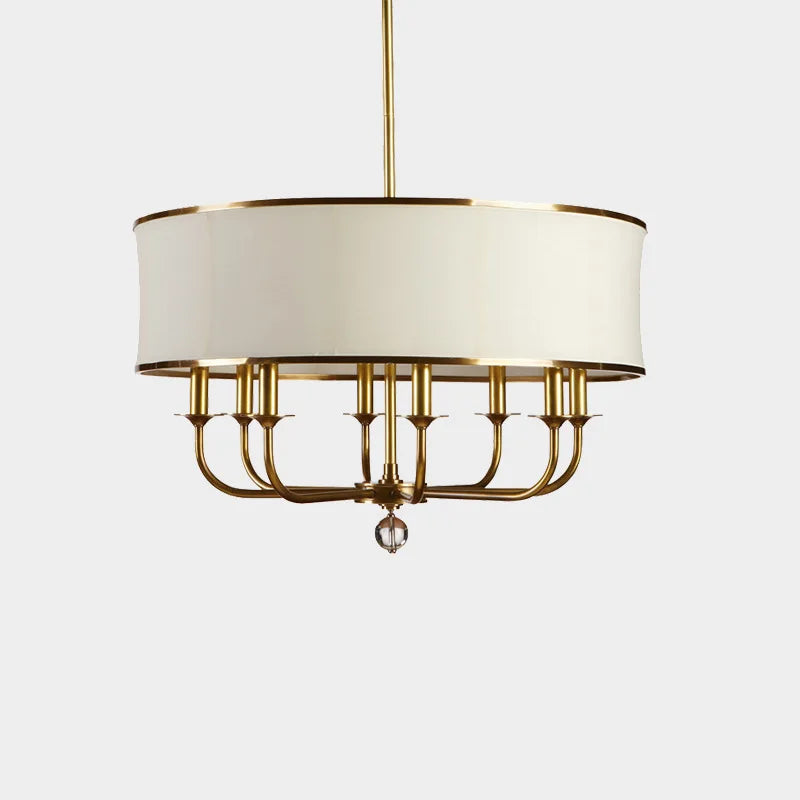 lustre Style américain tout cuivre Simple créatif tissu abat-jour - vue 2 sur 9