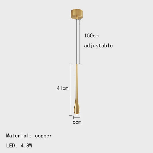suspension moderne à led avec intensité variable en laiton et cuivre - vue 9 sur 8