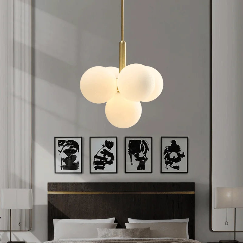 lustre nordique en cuivre design créatif en verre à LED - vue 3 sur 9
