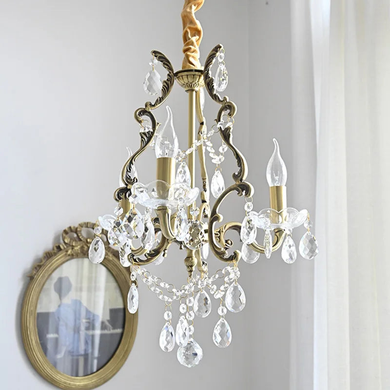 lustre rétro élégant avec perles de cristal loft décor - vue 5 sur 6