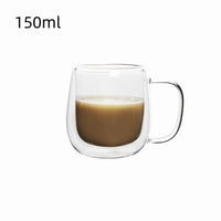 Tasse double paroi verre borosilicate avec anse isolante