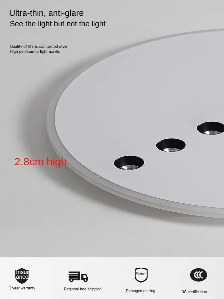 plafonnier led rond minimaliste à intensité variable pour intérieur - vue 6 sur 8