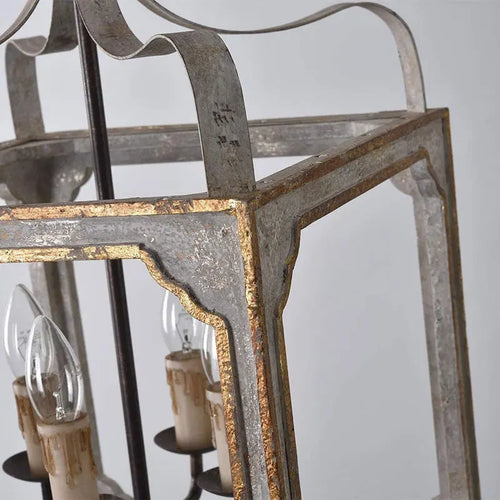 lustre rétro en bois massif style rural français américain - vue 6 sur 6
