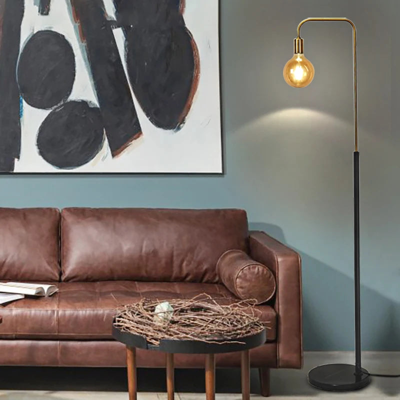 lampadaire rétro en laiton led design créatif minimaliste - vue 4 sur 7