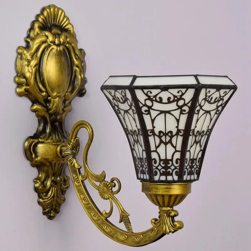 tiffany miroir rétro lampe tournesol simple tête applique murale - vue 6 sur 7