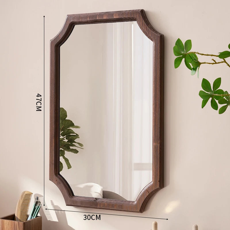 miroir vintage en bois massif pour maquillage étanche et antirouille - vue 10 sur 15