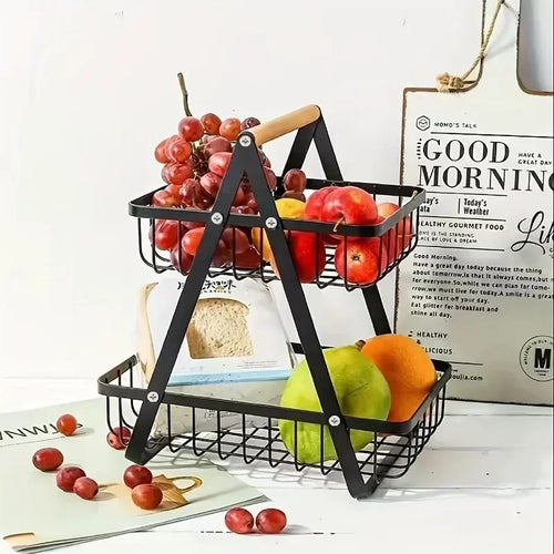 panier de rangement amovible avec poignée en bois pour cuisine - vue 4 sur 8