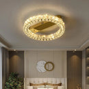 Plafonnier anneau led luxe dimmable doré cristal