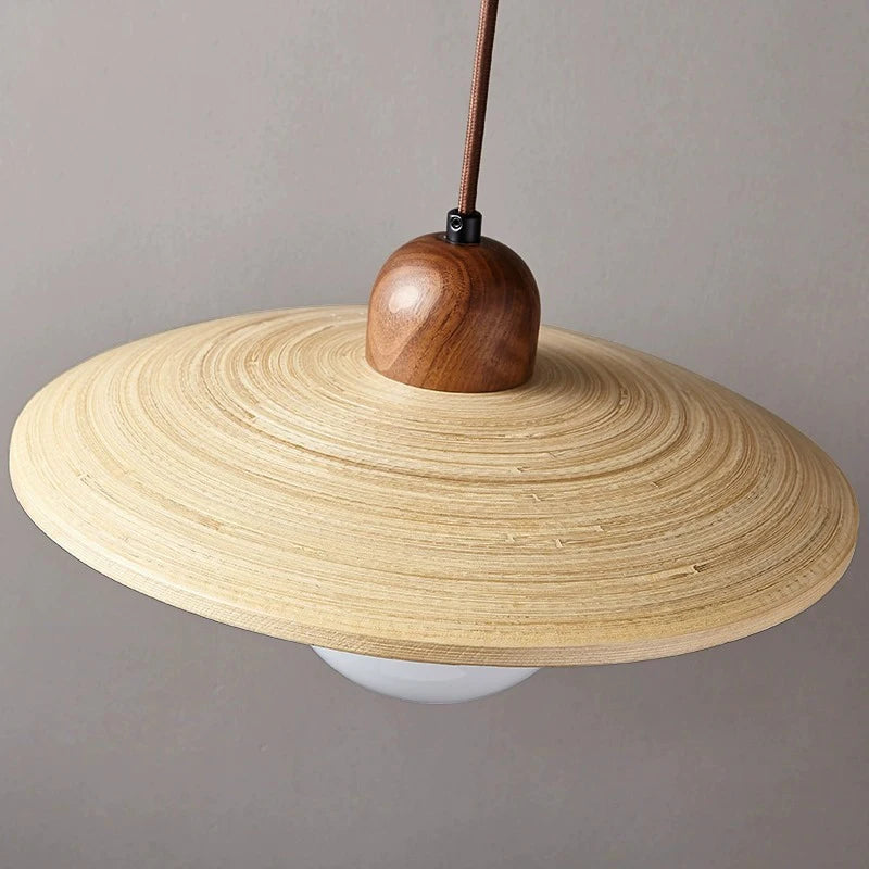 Suspension de style japonais rétro en bois led - vue 5 sur 8