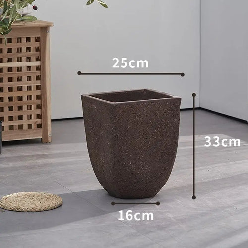 pot de fleurs en argile carrée pour jardin extérieur avec plantes respirantes - vue 10 sur 9