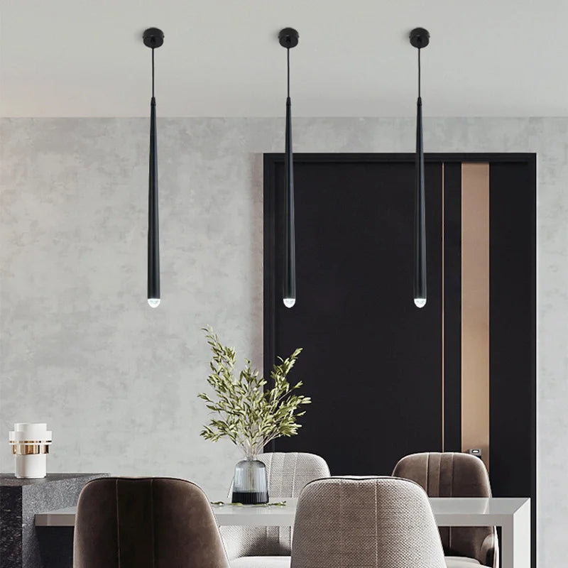 suspension conique en tube long en acrylique et cuivre pour bar et magasin - vue 6 sur 8