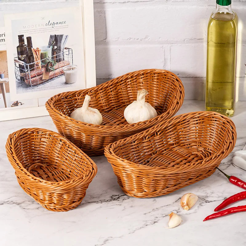panier à pain en rotin fait main pour rangement alimentaire - vue 2 sur 11