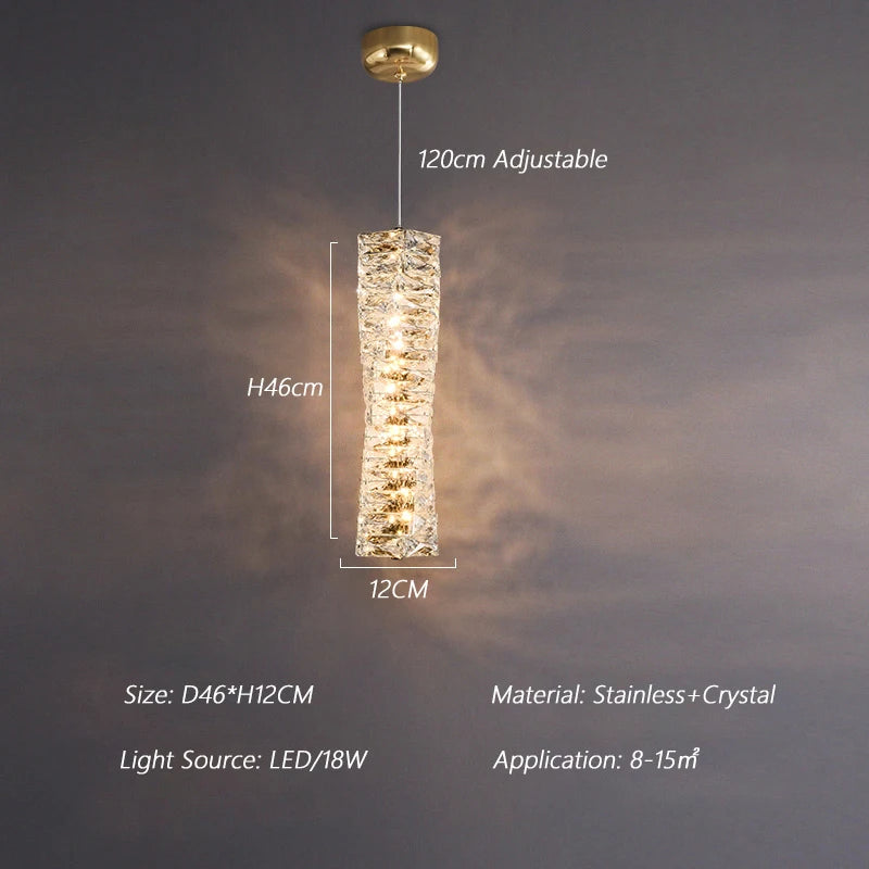 suspension nordique moderne en acier inoxydable et cristal décoratif - vue 9 sur 18
