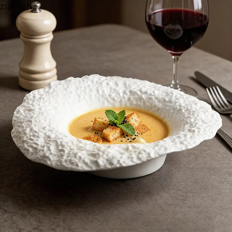 Assiette bol ceramique texture roche style chapeau champignon