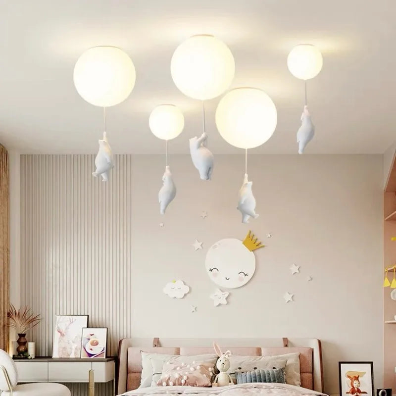 lustre moderne ours panda led pour enfants - vue 5 sur 25