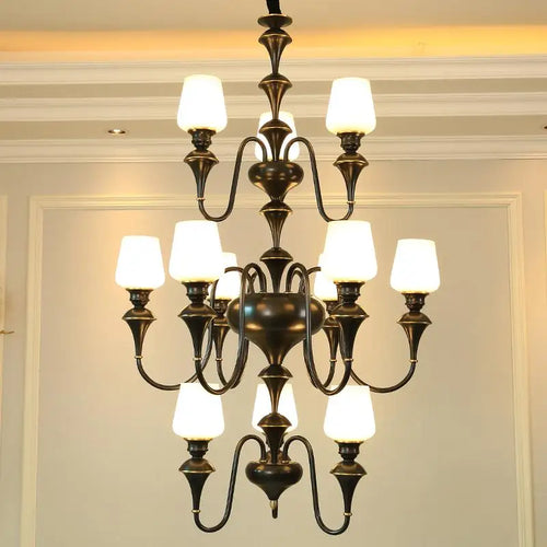 lustre à led en cuivre noir pour décoration d'hôtel élégant - vue 2 sur 22