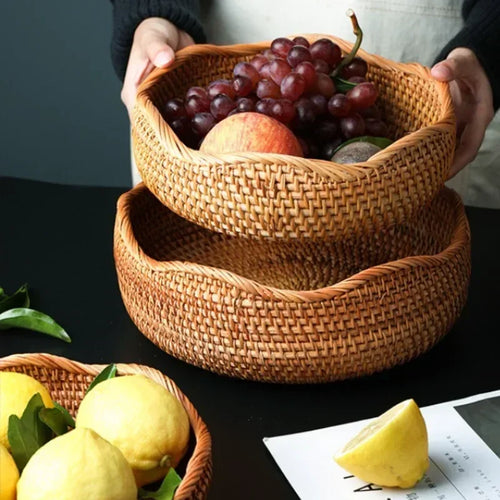 panier de rangement tissé à la main en rotin pour cuisine et pique-nique - vue 2 sur 22