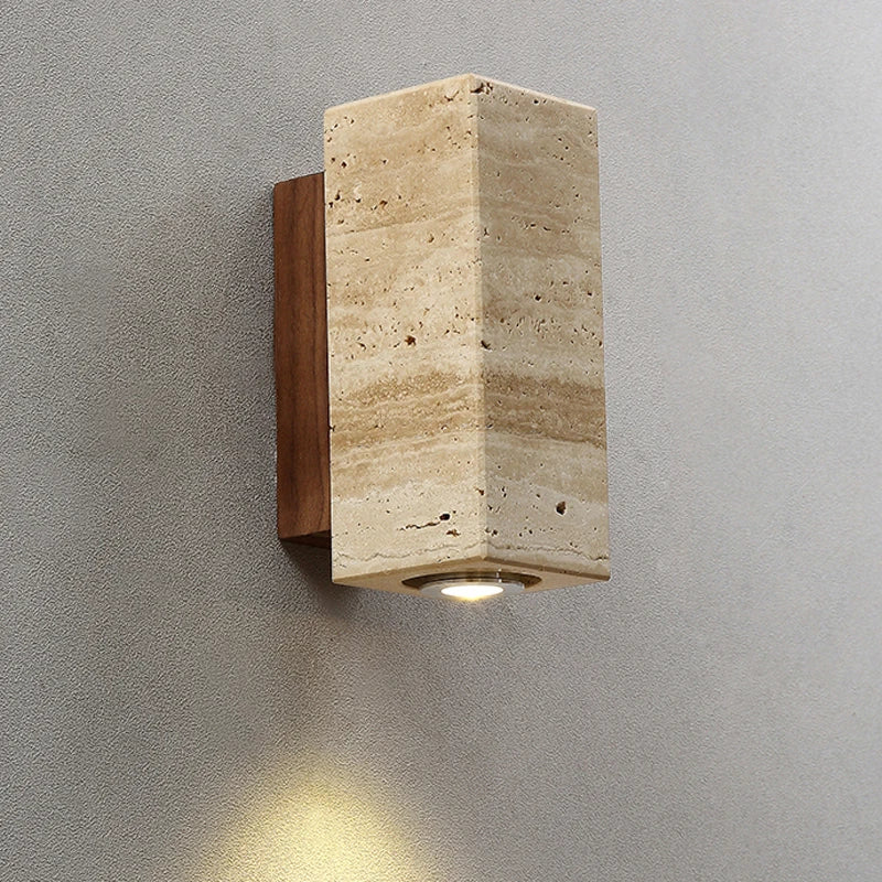 applique murale led wabi sabi en travertin décor marbre