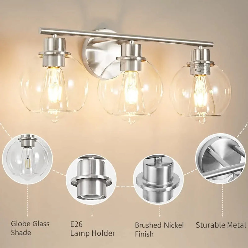 applique murale miroir salle de bains luminaires industrielle vanité luminaire avec abat-jour en verre