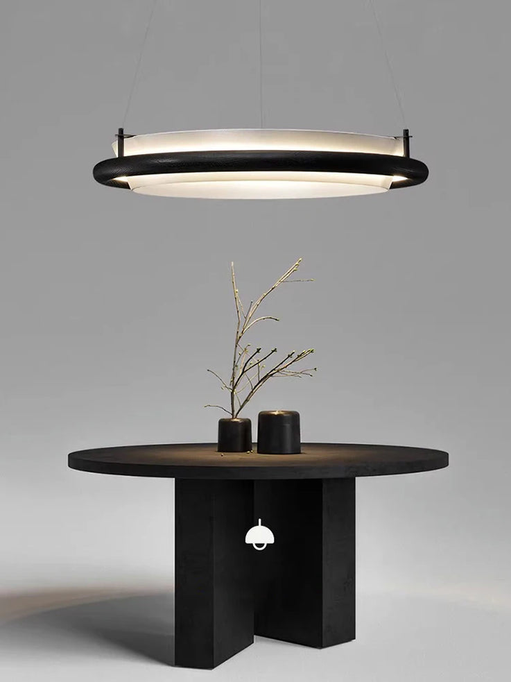 lustre led en bois noir décoration moderne lampes suspendues