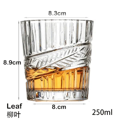 Verres a whisky style cristal epais motif taillee