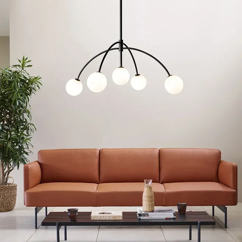 lustre suspendu moderne en verre laiteux pour intérieur élégant - vue 4 sur 8