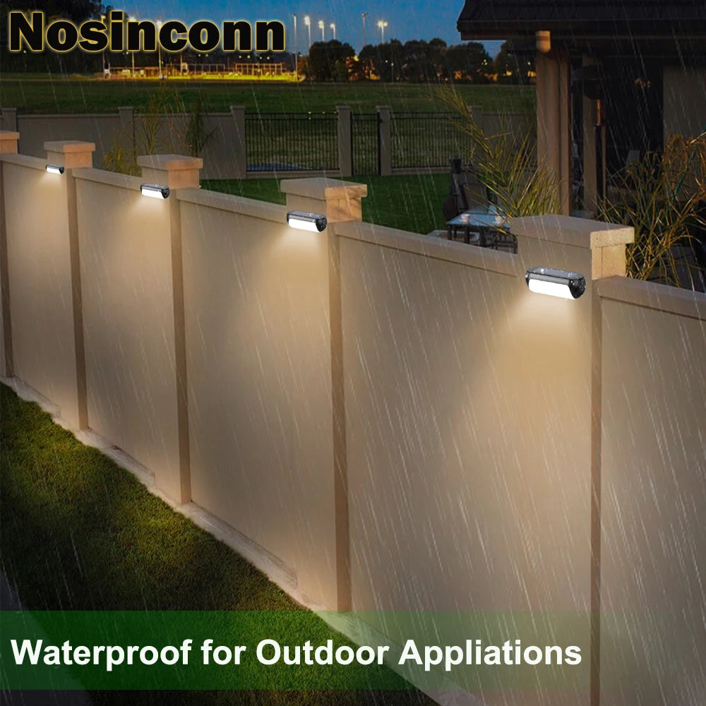 Solar Deck Lights, 2Pack Solar Fence Lights Outdoor Waterproof Warm White/Cool White Solar Step Lights For Garden, Stairs, Fence - vue 3 sur 6
